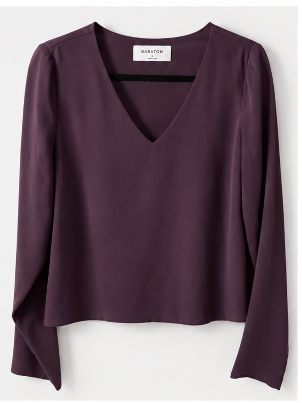 Babaton Plum V-Neck Long Sleeve Blouse
